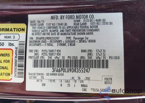 2013 Ford Fusion Hybrid Se from USA, damaged, VIN 3FA6P0LU9DR355247